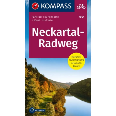 Afbeelding van KOMPASS Fahrrad Tourenkarte Neckartal Radweg 1:50.000: Leporello Karte, reiß und wetterfest: 7044