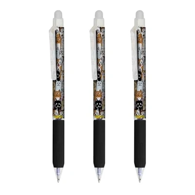Afbeelding van Online magiXX, 3 x gumpen voor katten, gelpen, blauw, uitwisbaar met 0,7 mm lijndikte, rollerball om te leren schrijven, kantoor, uitwisbare balpen, scholier