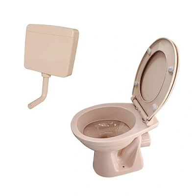 Afbeelding van Belvit Staande wc Bahama beige afvoer wand met softclose deksel en spoelbak