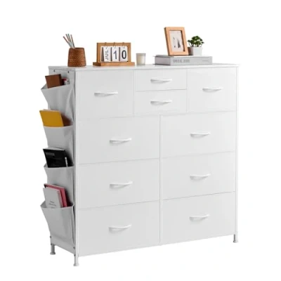 Afbeelding van VEVOR Ladekast met 10 Laden Stoffen Container Stalen Frame Wit