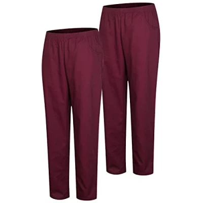 Afbeelding van MISEMIYA Verpakking van 2 stuks, uniseks, gezondheidsuniform, medische uniformen, werkbroek, Ref.8312, Granaatrood 21, M