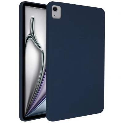 Afbeelding van iPad Air 13 inch (2024) M2 Hoes: Accezz Liquid Silicone Backcover met penhouder Backcover,Softcase Donkerblauw Siliconen En TPU (zacht) Tablet