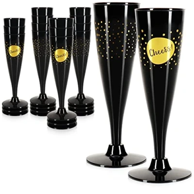 Afbeelding van COM FOUR® 16x herbruikbare champagneglazen plastic voor feesten, kamperen &amp; onderweg vaatwasmachinebestendige [selectie varieert]