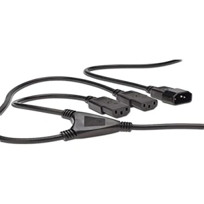 Afbeelding van DIGITUS Verlengkabel voor netaansluiting 1,7 m C14 naar 2x C13 stekker/contactdoos/contactdoos H05VV F3G 1,0 mm² &amp; 0,75 Stroomkabel, Voedingskabel