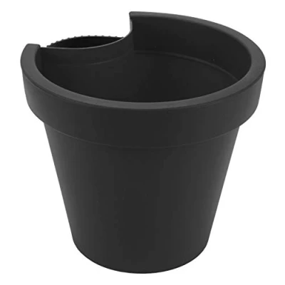 Afbeelding van Spetebo Valpijp bloempot 24 x 21 cm antraciet regenbuis hangende plantenpot rond kunststof plantenbak met bevestigingsriem, afvoergat