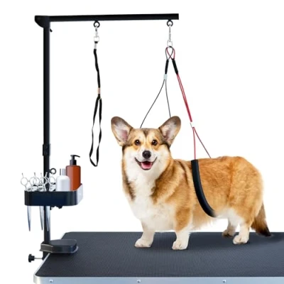 Afbeelding van SHELANDY Opvouwbare huisdierverzorgingsarm met klem voor grote en kleine honden 88,9 cm in hoogte verstelbaar gratis twee No Sit Haunch Holder van Gravitis Pet Supplies (zwart)