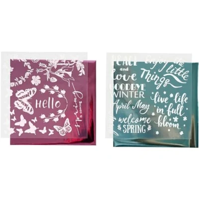 Afbeelding van Creotime Decoratiefolie En Transfervel Lichtblauw/roze Voorjaar 15x15 Cm
