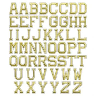Afbeelding van J.CARP 52 stuks gouden alfabet A tot Z patches, strijk op Naaien letters voor kleding, hoeden, schoenen, rugzakken, handtassen, jeans, jassen enz.