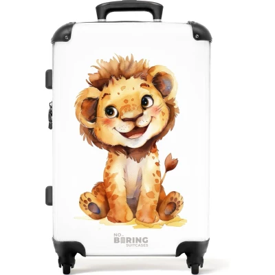 Afbeelding van NoBoringSuitcases.com® Kinderkoffer Kindertrolley jongen en meisje Baby leeuw Koffer kind groot Rolkoffer lichtgewicht Reiskoffer met 4 wielen Grote trolley XL 20 kg bagage