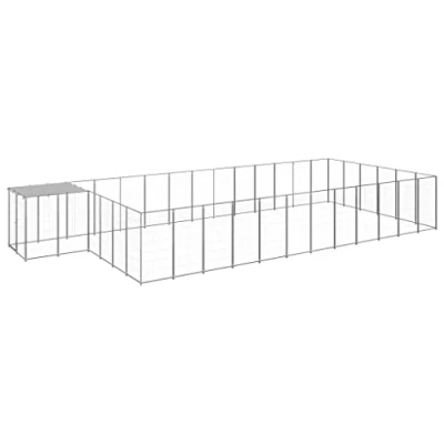 Afbeelding van vidaXL Hondenkennel 22,99 m² staal zilverkleurig