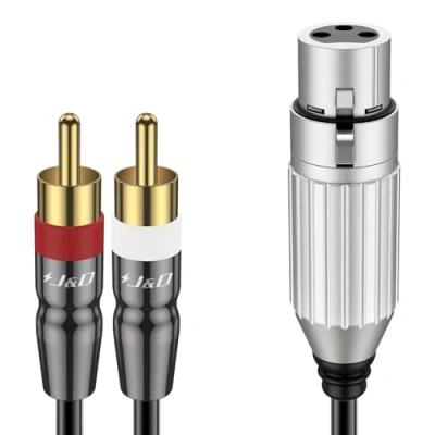 Afbeelding van J&amp;D XLR Vrouwelijk aan Dubbele RCA Mannelijke Kabel, PVC Schelde Ongebalanceerde naar 2 Y Splitter Patch Stereo Audio Interconnect Kabel Adapter voor Speaker Condensator Mic Mixer AMP
