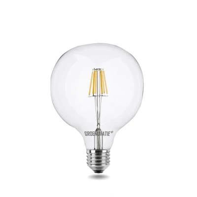 Afbeelding van E27 LED Filament Globelamp 6W warm Wit Dimbaar 125mm 2200K (Extra wit)