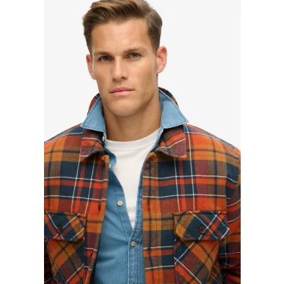 Afbeelding van Superdry Surplus gewatteerd overshirt met ruit Heren Lange mouwen shirts