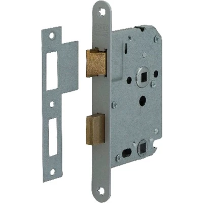 Afbeelding van Nemef Badkamerdeurslot afgerond 20 x 174 mm Staal gelakt doornmaat 50 PC 63 din omkeerbaar incl kortschild en krukken