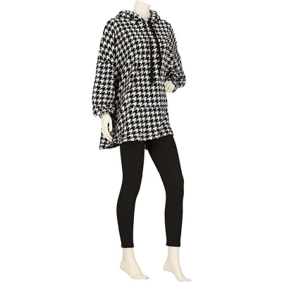 Afbeelding van Apollo Huggle Hoodie Dames Pied de Coque Zwart Fleece One Size deken