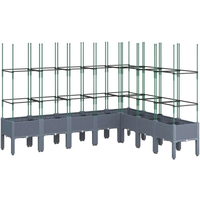 Afbeelding van Plantenbak met latwerk 200x160x142,5 cm polypropeen grijs