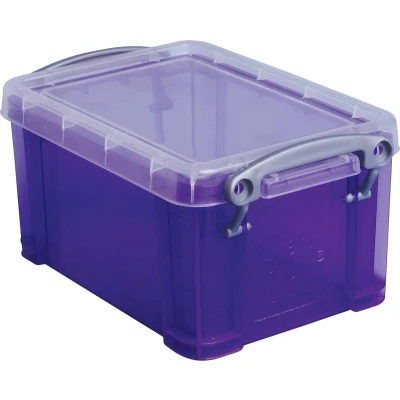 Afbeelding van Really Useful Box 0,7 Liter, Transparant Paars Opbergdoos