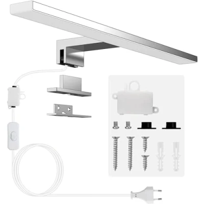 Afbeelding van Aogled Led Badkamer spiegel Licht 40cm 10W met Schakelaar,Badkamer Spiegellamp koel wit 6500K＆820LM IP44 Waterdicht,230V Wandlamp Klasse II
