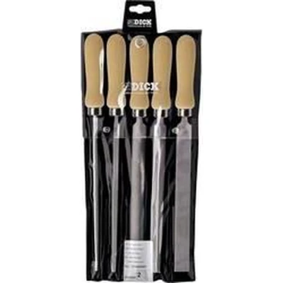 Afbeelding van Dick 13142020H Set werkplaatsvijlen 5 delig met houten handgreep Slaglengte 200 mm 1 set(s)