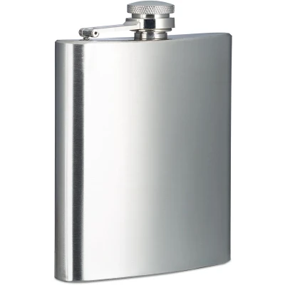 Afbeelding van Relaxdays 2 x heupfles 200ml zakflacon, platvink, zakflesje, fles, flacon zilver 7oz