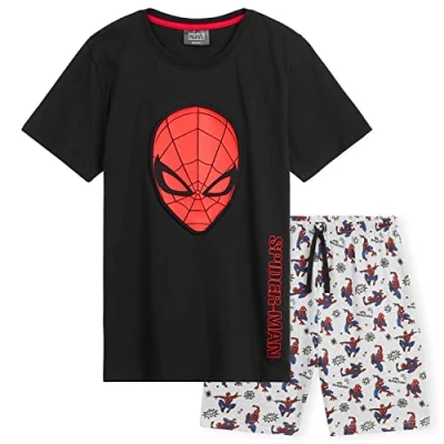 Afbeelding van Marvel pyjama voor kinderen, 4 14 jaar, Spiderman Avengers, korte mouwen en shorts, katoenmix, cadeau idee, zwart spiderman, 5 Jaar