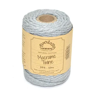 Afbeelding van 50M Spoelen Everlasto Single Twist Zacht Katoen Gekleurd Macrame Craft Twine 38/6 (ongeveer 4 mm) (Zilver)
