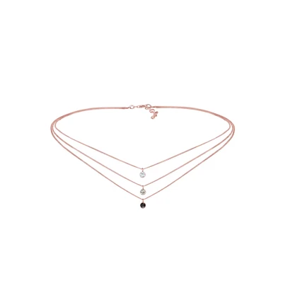 Afbeelding van Elli Ketting Choker Layer Boho Kristallen 925 Zilver Roos Verguld