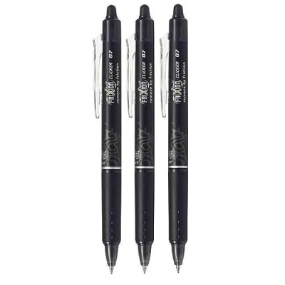 Afbeelding van Pilot FriXion Clicker intrekbare uitwisbare fijne balpen 0,7 mm punt, 0,35 slagbreedte, 3 stuks, zwart