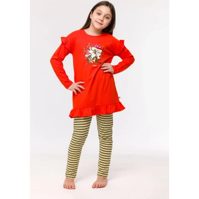 Afbeelding van Woody pyjama meisjes/dames rood eend 242 10 TUL S/403 maat 128