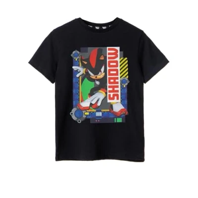 Afbeelding van Sonic The Hedgehog Boys zwarte schaduw karakter Print T shirt Gaming ontwerp Authentieke merchandise Comfortabel voor gameliefhebbers