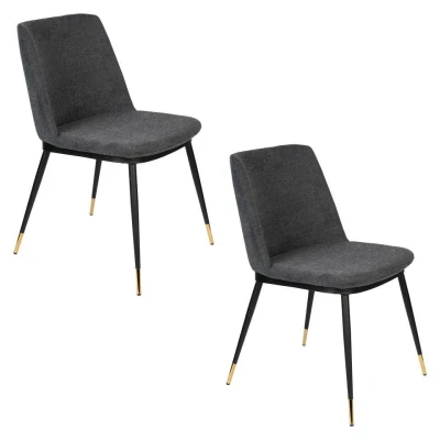 Afbeelding van Housecraft Living Lionel Eetkamerstoelen Donkergrijs Set van 2