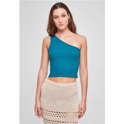 Afbeelding van Urban Classics Cropped Asymmetric Top, Dames, Maat: 4XL, Watergreen
