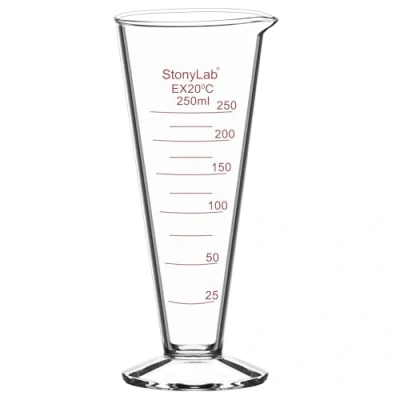 Afbeelding van stonylab Gegradueerde Maatcilinder, 1 Pack Borosilicaat Glas Kegvormige Maatcilinder Bekerglas met Brede Mond en Giettuit voor Precieze Meting, 250 ml
