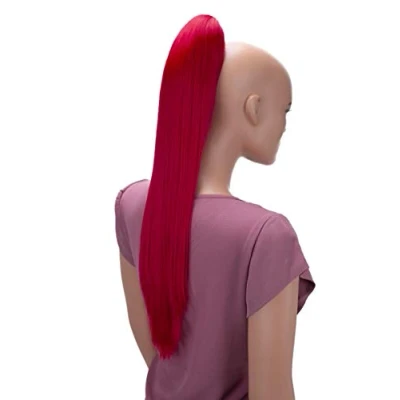 Afbeelding van CAISHA 60cm Pruik Vlecht Paardenstaart Haarextensies Glad Rood H636