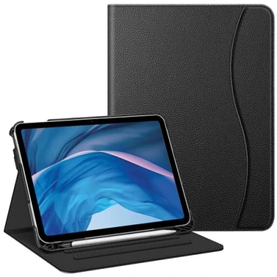 Afbeelding van FINTIE Hoesje compatibel met iPad 10e generatie (2022) 10,9 inch, beschermende standaard meerdere kijkhoeken potloodhouder en zak, automatisch slapen/waken, zwart