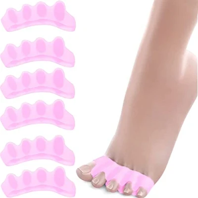Afbeelding van Teenspreider siliconen voor alle tenen, 6 x, tenenspreider, hallux valgus, correctie, gel teenslippers bunion correctie hamertenen (Roze)