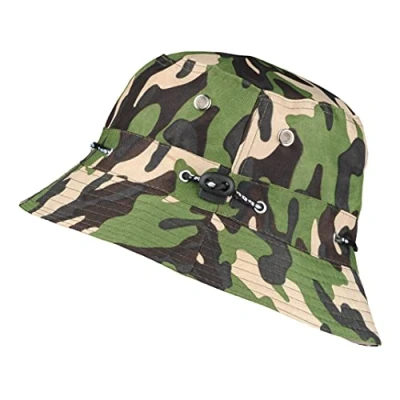 Afbeelding van TOUTACOO, Zomerhoed verstelbaar Bob Uni Sport Unisex, Groene Camouflage, M