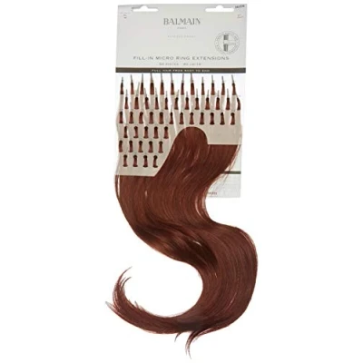 Afbeelding van Balmain Micro Ring Extensions van echt haar, 50 stuks, 40 cm lengte, 5 cm, licht mahonie roodbruin, 240 g