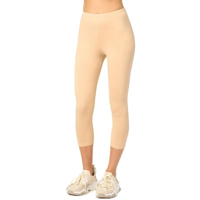 Afbeelding van Merry Style MS MS10 199 LE Dames Capri Leggings Sport Vrijetijdsbroek 3/4 Lengte Katoen Sporbroek Yogabroek Natuur 4XL