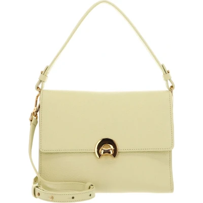 Afbeelding van COCCINELLE Leren Schoudertas Binxie Handbag Grained Leather Lime Wash Lichtgeel