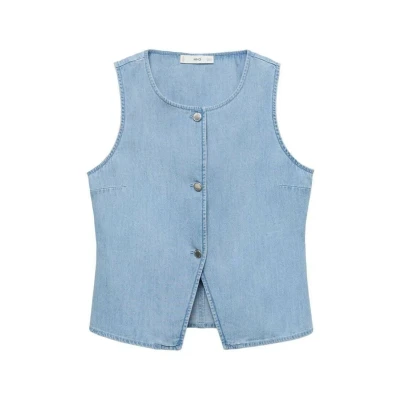 Afbeelding van Mango Buttoned Bodywarmer, Dames, Maat: XS, Light blue