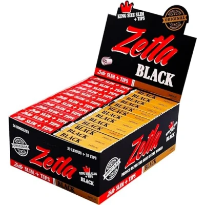 Afbeelding van Zetla King Size Slim 26 Pakjes van 33 Zwarte Vloeitjes + Filtertips (108 x 44 mm) Premium Franse