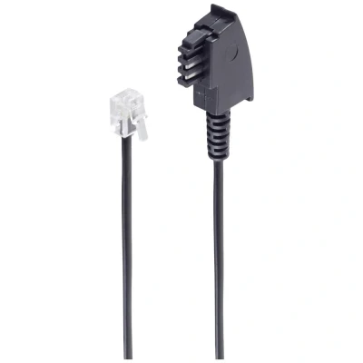 Afbeelding van Shiverpeaks Telefoon (analoog) Verbindingskabel [1x Telefoonstekker Duitsland (TAE F) 1x RJ11 stekker 6p4c] 6 m Zwart