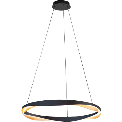 Afbeelding van HighLight LED hanglamp Ascoli, Ø 85 cm, zwart/goud, metaal, dimbaar