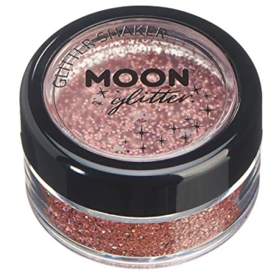 Afbeelding van Moon glitter Holografische glittershaker, 100% cosmetische voor gezicht, lichaam, nagels, haar en lippen, 5 gram, roségoud