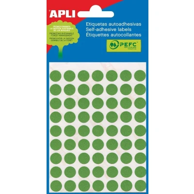 Afbeelding van Apli Ronde Etiketten In Etui Diameter 8 Mm, Groen, 288 Stuks, 96 Per Blad (2047) Etiket