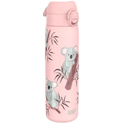 Afbeelding van ION8 Stalen Waterfles, 600 ml/20 oz, Lekvrij, Makkelijk te Openen, Veilige Vergrendeling, Vaatwasserbestendig, Hygiënische Flipcover, Draaggreep, Duurzaam, Reliëfprint, Ontwerp Koala Drinkfles