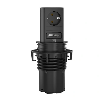 Afbeelding van Elevator Bachmann 1xstopcontact 2xUSB lader zwart