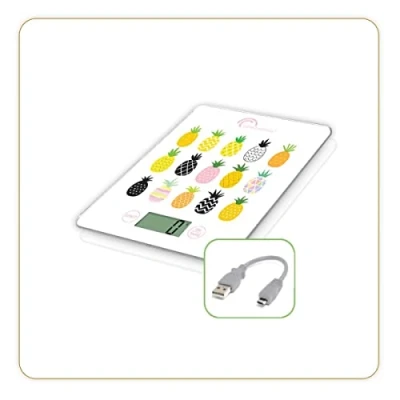 Afbeelding van LITTLE BALANCE 8549 Slim Apérifruits USB R, Batterijloze keukenweegschaal, Oplaadbare USB, Repareerbaar, 5 kg, Fruitspiesjes