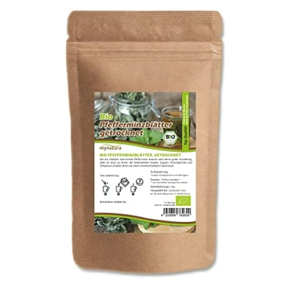 Afbeelding van Mynatura Biologische pepermuntbladeren gedroogd I pepermunt hele bladeren pepermuntthee kruidenthee thee aromatisch in zak (250 g)